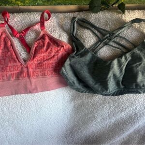 Victoria's Secret Pink and Green Sport Bralette Duo